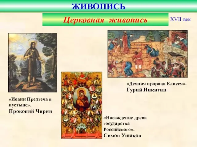 «Иоанн Предтеча в пустыне». Прокопий Чирин ЖИВОПИСЬ XVII век «Насаждение древа