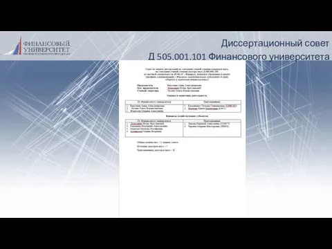 Диссертационный совет Д 505.001.101 Финансового университета