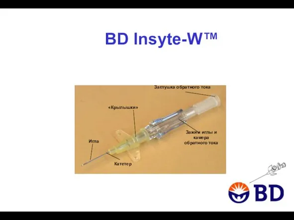 Зажим иглы и камера обратного тока «Крылышки» Катетер Игла Заглушка обратного тока BD Insyte-W™