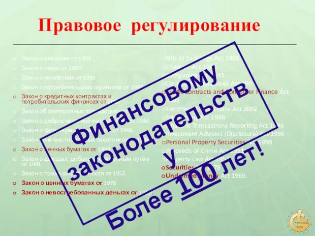 Правовое регулирование Закон о векселях от 1908 Закон о чеках от