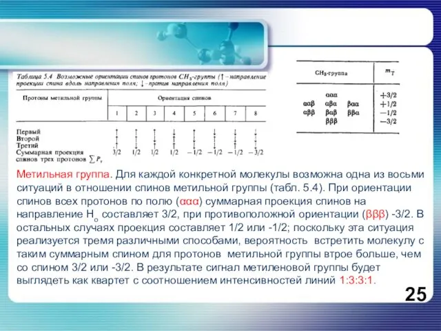 Метильная группа. Для каждой конкретной молекулы возможна одна из восьми ситуаций