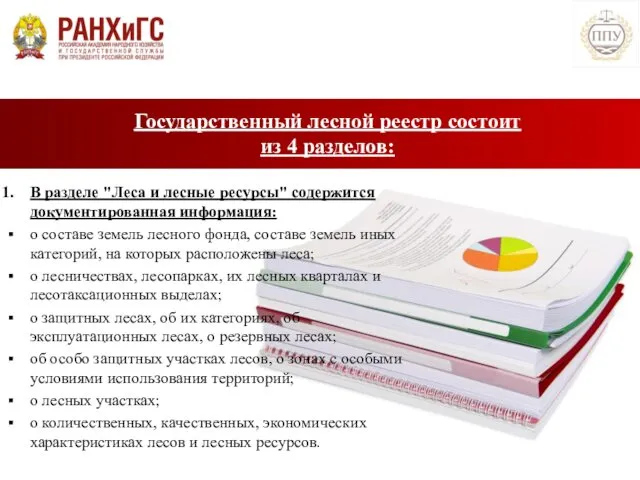 Государственный лесной реестр состоит из 4 разделов: В разделе "Леса и