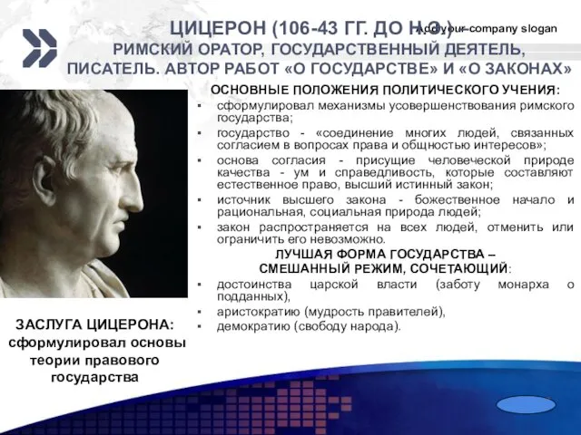 ЦИЦЕРОН (106-43 ГГ. ДО Н.Э.) – РИМСКИЙ ОРАТОР, ГОСУДАРСТВЕННЫЙ ДЕЯТЕЛЬ, ПИСАТЕЛЬ.