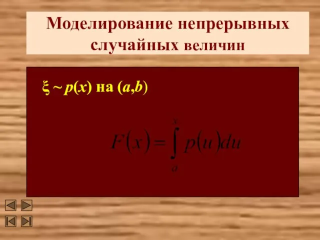 Моделирование непрерывных случайных величин ξ ~ p(x) на (a,b)