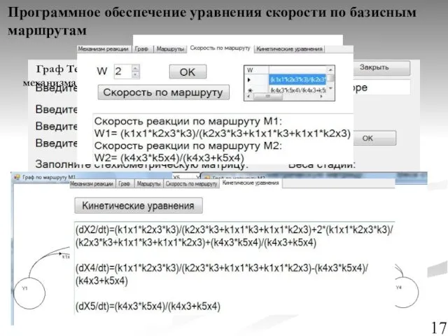 Программное обеспечение уравнения скорости по базисным маршрутам . Граф Темкина механизма реакции: