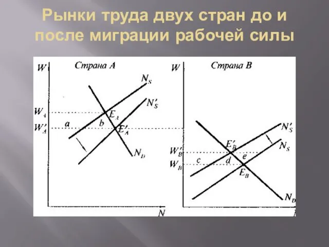 Рынки труда двух стран до и после миграции рабочей силы