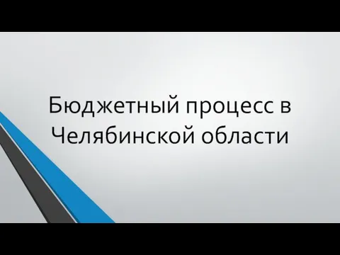 Бюджетный процесс в Челябинской области