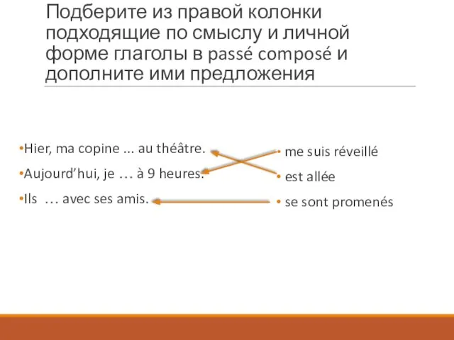 Подберите из правой колонки подходящие по смыслу и личной форме глаголы