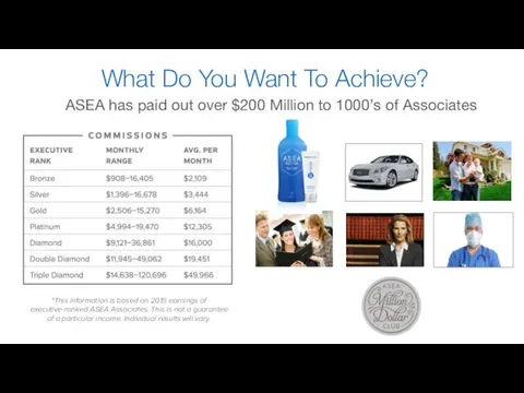 What Do You Want To Achieve? ASEA has paid out over