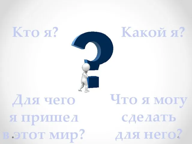 Кто я? Какой я? Для чего я пришел в этот мир?