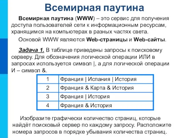 Всемирная паутина Всемирная паутина (WWW) – это сервис для получения доступа