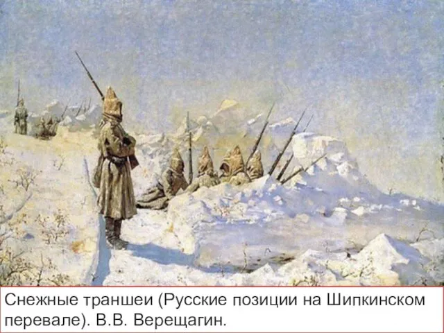Снежные траншеи (Русские позиции на Шипкинском перевале). В.В. Верещагин.