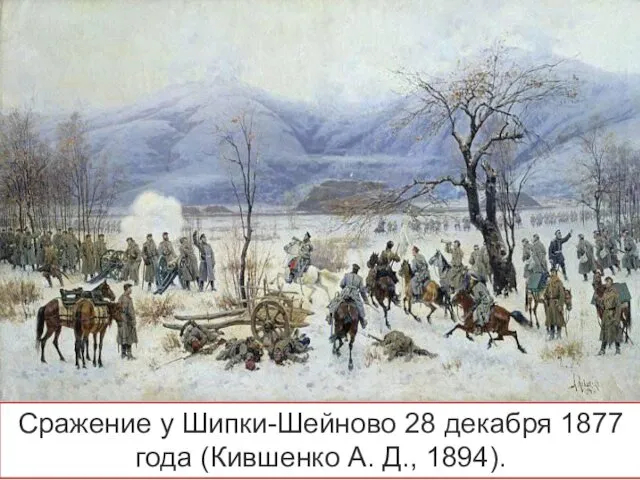 Сражение у Шипки-Шейново 28 декабря 1877 года (Кившенко А. Д., 1894).