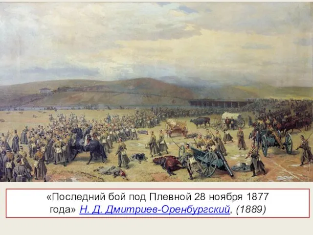 «Последний бой под Плевной 28 ноября 1877 года» Н. Д. Дмитриев-Оренбургский, (1889)