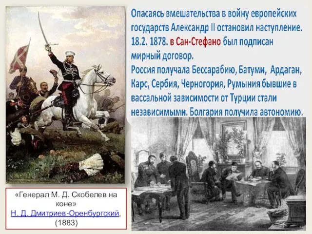 «Генерал М. Д. Скобелев на коне» Н. Д. Дмитриев-Оренбургский, (1883)