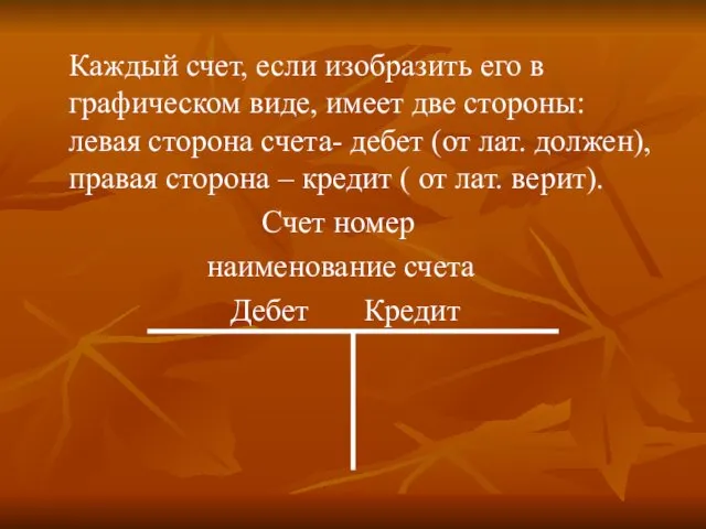 Каждый счет, если изобразить его в графическом виде, имеет две стороны: