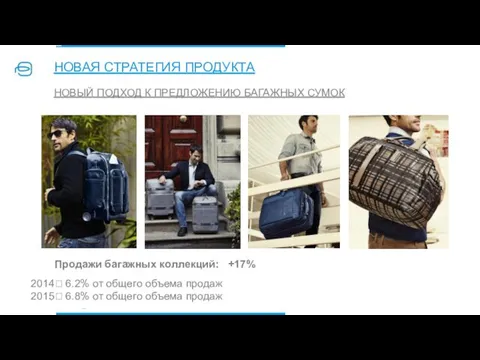 Продажи багажных коллекций: +17% ? 6.2% от общего объема продаж ?