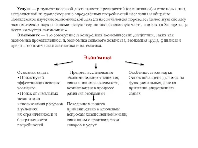 Услуга — результат полезной деятельности предприятий (организации) и отдельных лиц, направленной