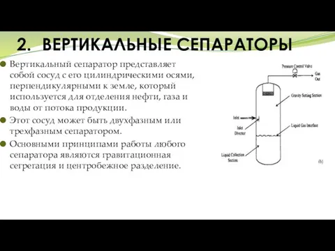 2. ВЕРТИКАЛЬНЫЕ СЕПАРАТОРЫ Вертикальный сепаратор представляет собой сосуд с его цилиндрическими