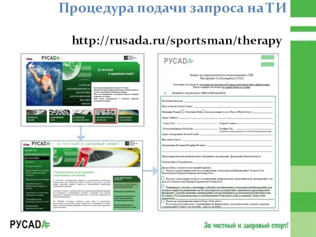 Процедура подачи запроса на ТИ http://rusada.ru/sportsman/therapy