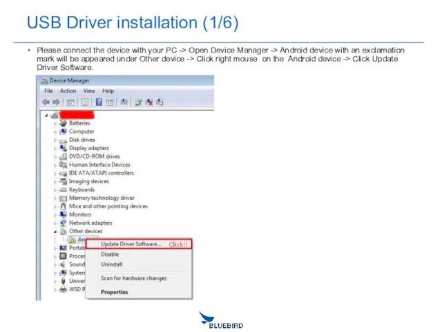 Please connect the device with your PC -> Open Device Manager