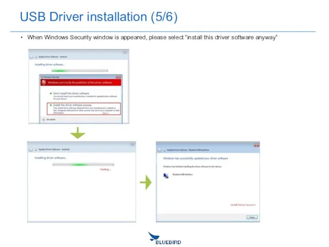 USB Driver installation (5/6) When Windows Security window is appeared, please