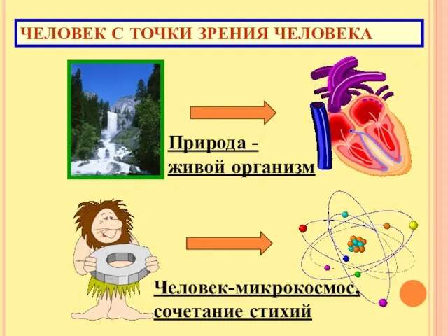 ЧЕЛОВЕК С ТОЧКИ ЗРЕНИЯ ЧЕЛОВЕКА Природа - живой организм