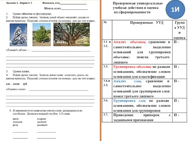 1И Проверяемые универсальные учебные действия и оценка их сформированности