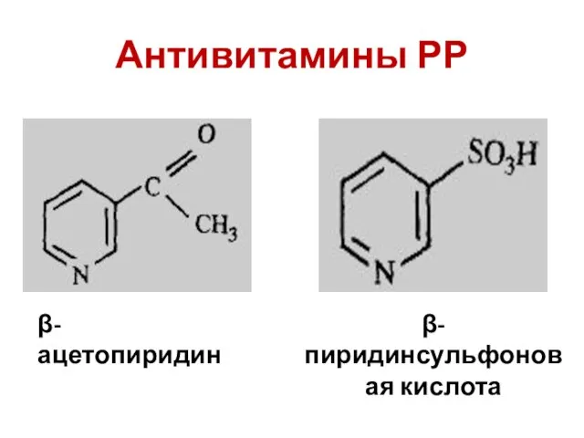 Антивитамины РР β-ацетопиридин β-пиридинсульфоновая кислота