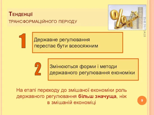 Тенденції трансформаційного періоду Державне регулювання перестає бути всеосяжним 2 1 Змінюються