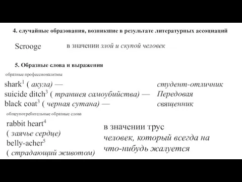 4. случайные образования, возникшие в результате литературных ассоциаций Scrooge в значении