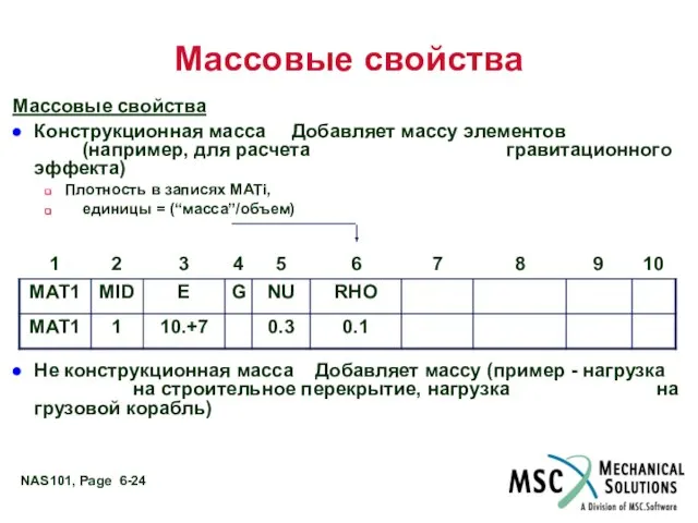 Массовые свойства Массовые свойства Конструкционная масса Добавляет массу элементов (например, для