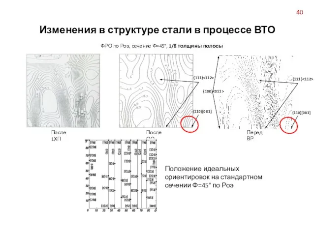 Изменения в структуре стали в процессе ВТО ФРО по Роэ, сечение