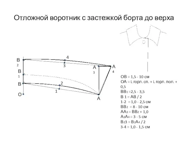 Отложной воротник с застежкой борта до верха О В А 1