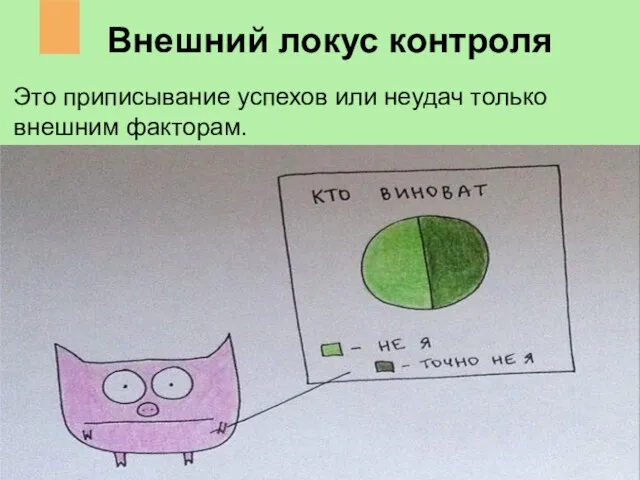 Внешний локус контроля Это приписывание успехов или неудач только внешним факторам.