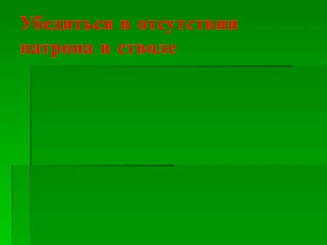 Убедиться в отсутствии патрона в стволе