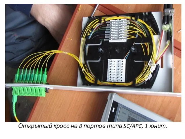 Открытый кросс на 8 портов типа SC/APC, 1 юнит.