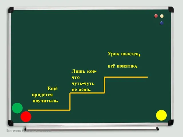 Банникова Наталья Николаевна Ещё придется поучиться. Лишь кое-что чуть-чуть не ясно. Урок полезен, всё понятно.