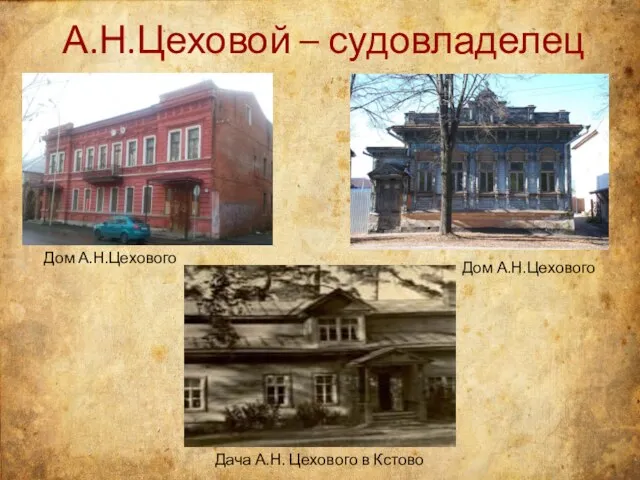 А.Н.Цеховой – судовладелец Дом А.Н.Цехового Дом А.Н.Цехового Дача А.Н. Цехового в Кстово