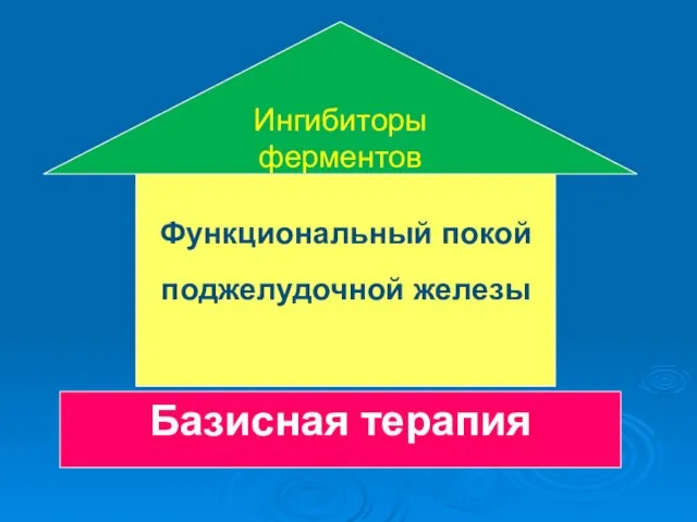 Базисная терапия Функциональный покой поджелудочной железы Ингибиторы ферментов