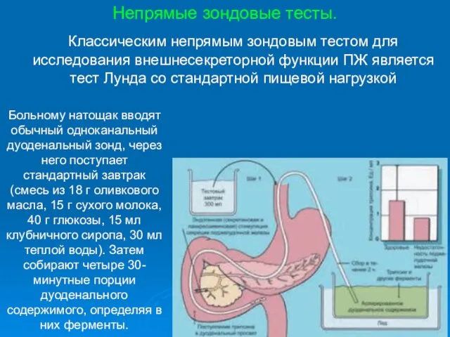 Непрямые зондовые тесты. Классическим непрямым зондовым тестом для исследования внешнесекреторной функции