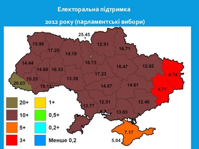 Електоральна підтримка 2012 року (парламентські вибори)