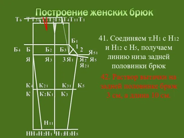 41. Соединяем т.Н1 с Н12 и Н12 с Н5, получаем линию