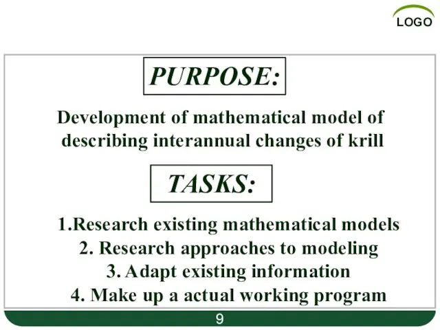 Part 2 PURPOSE: Development of mathematical model of describing interannual changes