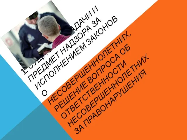 1. СУЩНОСТЬ, ЗАДАЧИ И ПРЕДМЕТ НАДЗОРА ЗА ИСПОЛНЕНИЕМ ЗАКОНОВ О НЕСОВЕРШЕННОЛЕТНИХ.