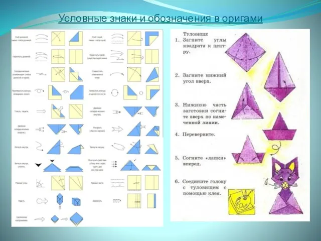 Условные знаки и обозначения в оригами