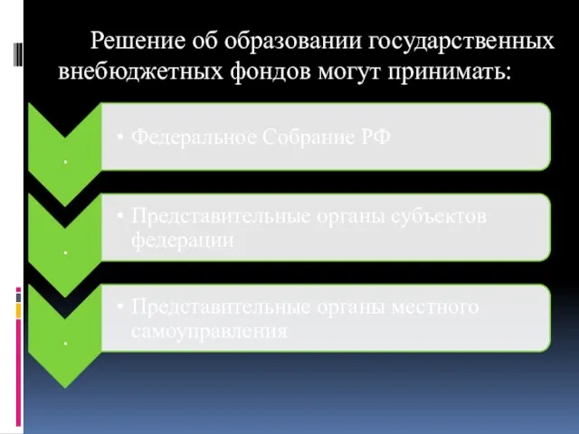 Решение об образовании государственных внебюджетных фондов могут принимать: