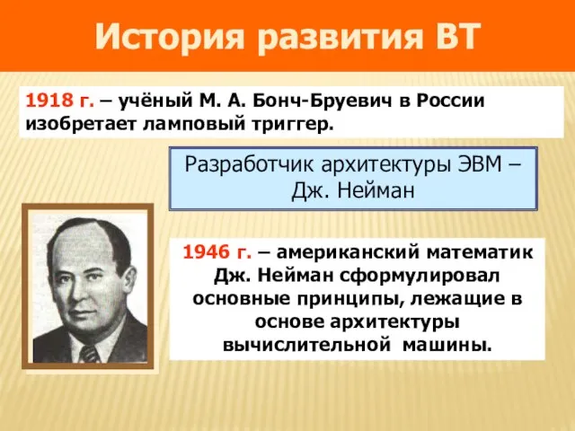 1918 г. – учёный М. А. Бонч-Бруевич в России изобретает ламповый
