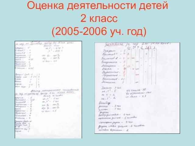 Оценка деятельности детей 2 класс (2005-2006 уч. год)