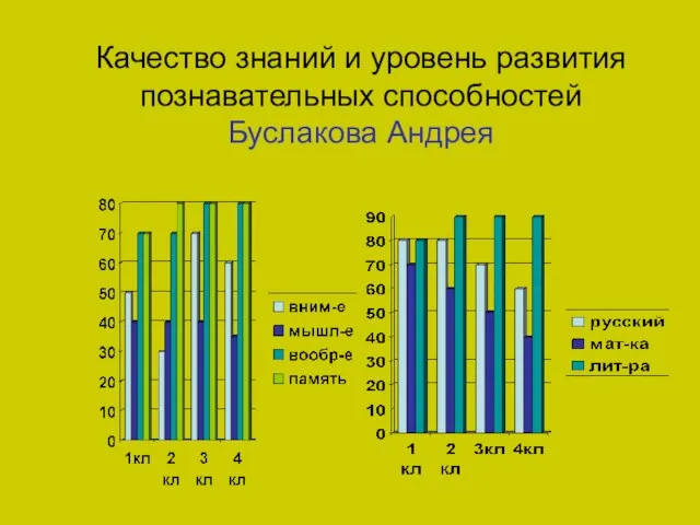 Качество знаний и уровень развития познавательных способностей Буслакова Андрея